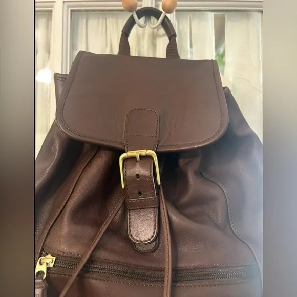 Vintage 2000 COACH Unisex Mahogany Brown Leather Backpack Large #0529 Drawstring